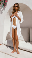 Vesper Button Down Beach Cover Up - White