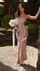 Yasmeen Tie Front Maxi Dress - Dusty Pink