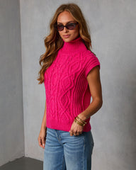 Estellie Cable Knit Sleeveless Turtleneck Sweater