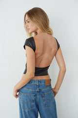 Ace Faux Leather Crop Top