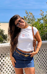 Astrea White USA Baby Tee