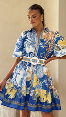 Kalliope Mini Dress - Blue Doll