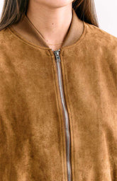 Rebecca Tan Cuffed Suedette Bomber Jacket