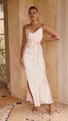 Yasmeen Tie Front Maxi Dress - Pink
