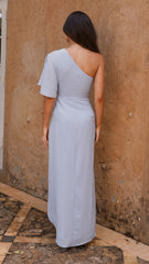 Emma One Sleeve Maxi Dress - Blue