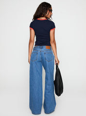 Supercut Low Rise Baggy Pleat Jeans Mid Blue