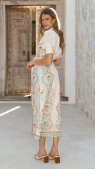 Magnolia Midi Dress - Acacia Palm Cream