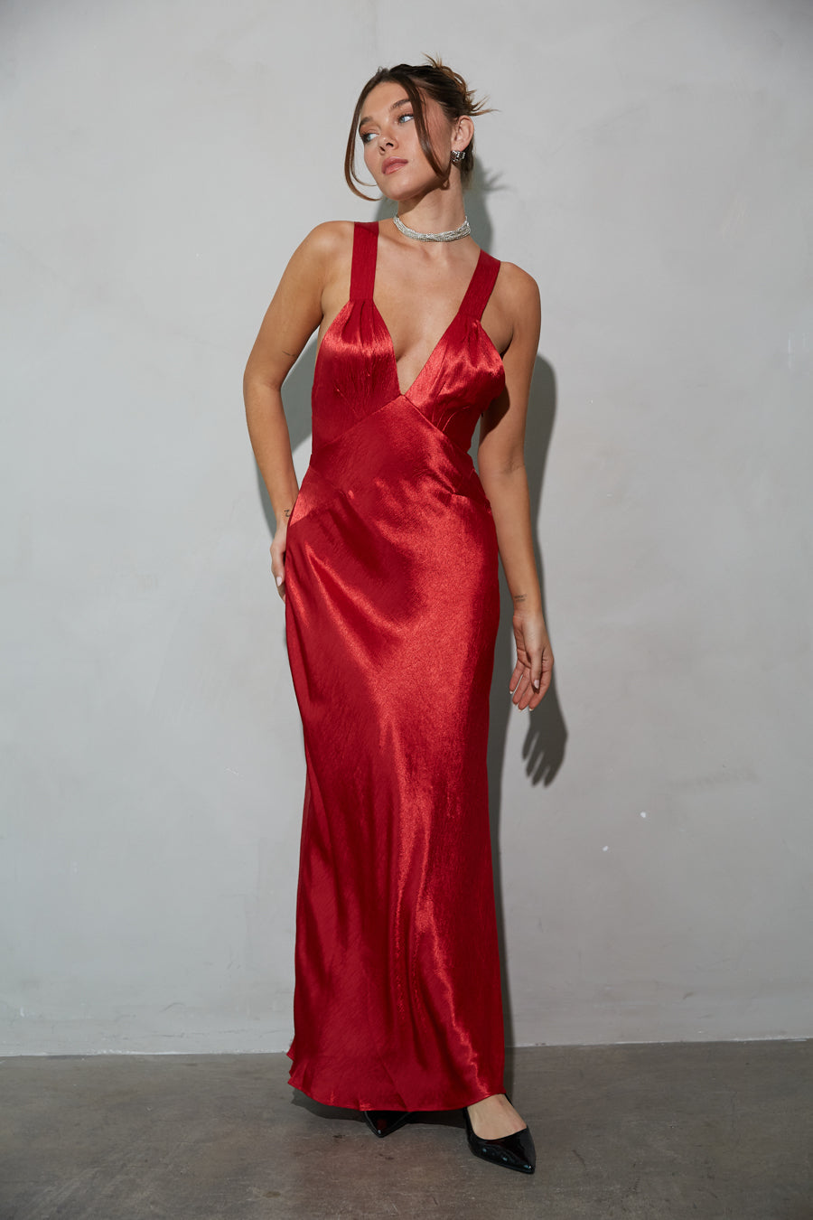 Illianna Open Back Satin Maxi Dress