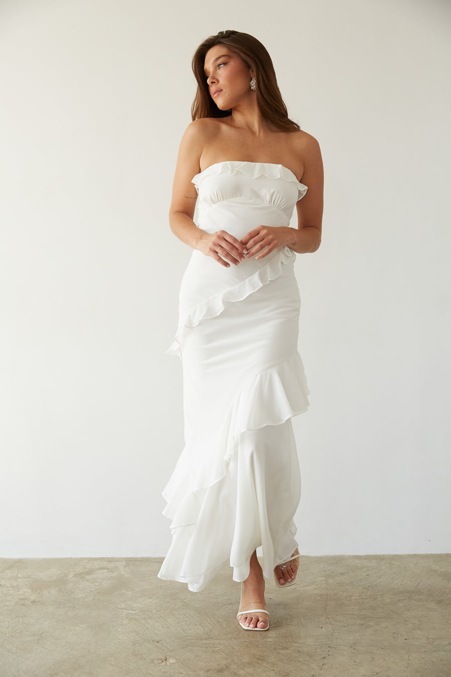 Jana Ruffle Open Back Maxi Dress